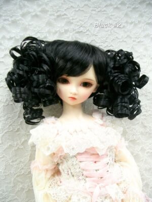 Wig / 9-10 inch / Twin-tails Volume Curls with Bangs (Black #2)