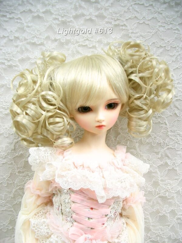 Wig / 9-10 inch / Twin-tails Volume Curls with Bangs (Lightgold #613)