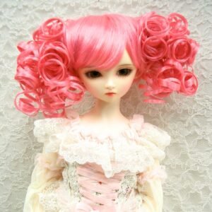 Wig / 9-10 inch / Twin-tails Volume Curls with Bangs (Vivid pink #RD600)