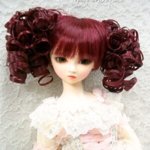 Wig / 9-10 inch / Twin-tails Volume Curls with Bangs (Wine #RD910)