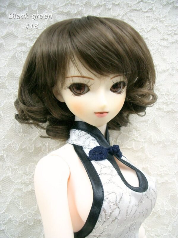 Wig / 8-9 inch / Short Curly (Black-green #18)