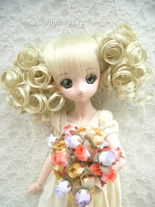 Wig / 8-9 inch / Twin-tails Volume Curls with Bangs (Lightgold #613)
