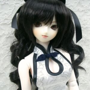 Wig / 8-9 inch / Ribbon Twin-tails Curly (Black #2)