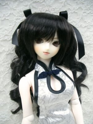 Wig / 8-9 inch / Ribbon Twin-tails Curly (Black #2)