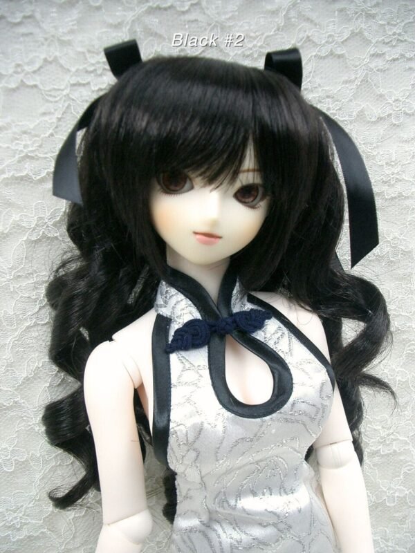 Wig / 8-9 inch / Ribbon Twin-tails Curly (Black #2)