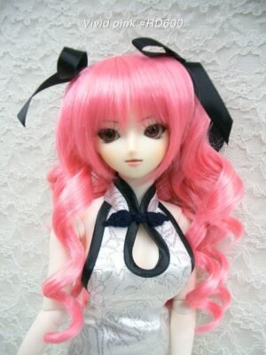 Wig / 8-9 inch / Ribbon Twin-tails Curly (Vivid pink #RD600)