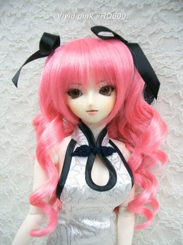 Wig / 8-9 inch / Ribbon Twin-tails Curly (Vivid pink #RD600)