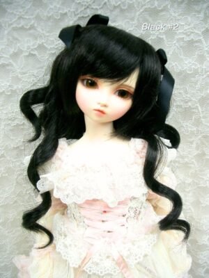 Wig / 9-10 inch / Ribbon Twin-tails Curls (Black #2)