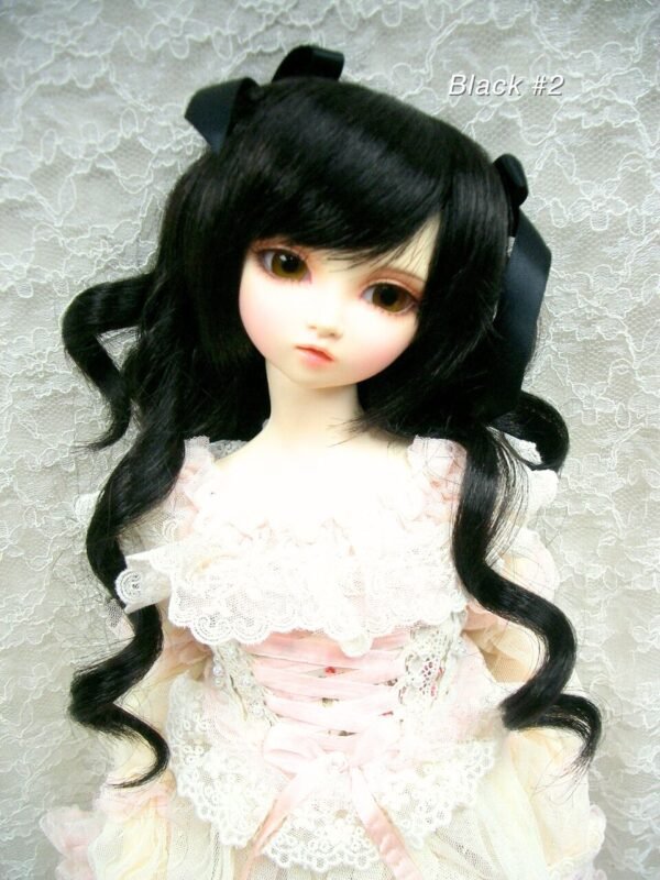 Wig / 9-10 inch / Ribbon Twin-tails Curls (Black #2)