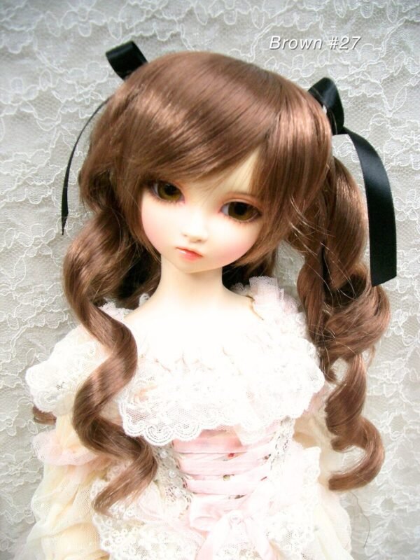 Wig / 9-10 inch / Ribbon Twin-tails Curls Brown (#27)