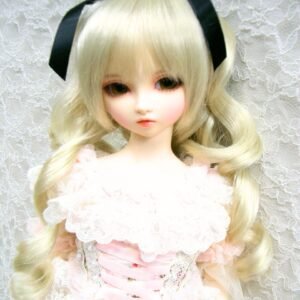 Wig / 9-10 inch / Ribbon Twin-tails Curls Brown (Lightgold #613)