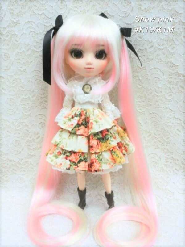 Wig / 8-9 inch / Ribbon Long Twin-tails (Snow pink #K19/K1HL)