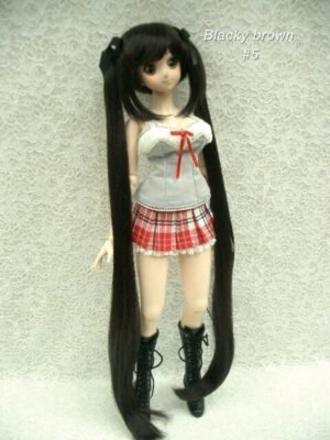 Wig / 8-9 inch / Ribbon Long Twin-tails (Blacky brown #5)