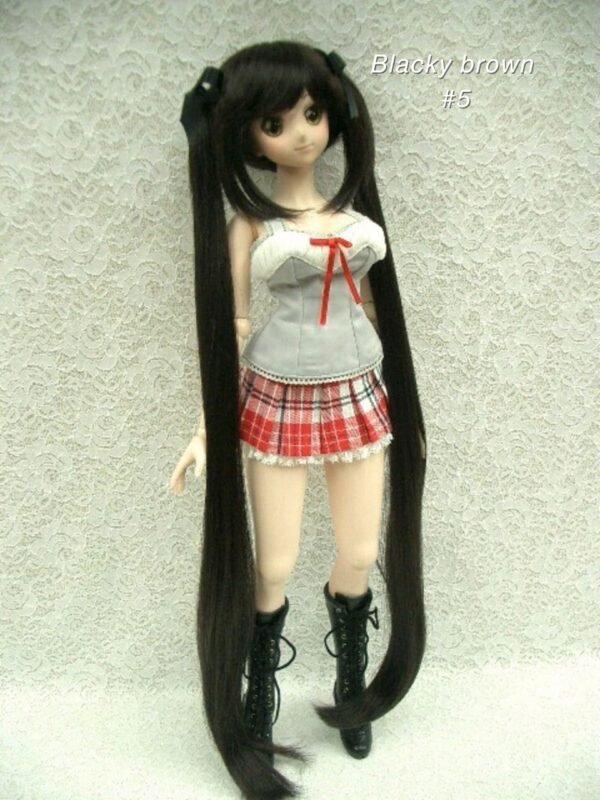Wig / 8-9 inch / Ribbon Long Twin-tails (Blacky brown #5)