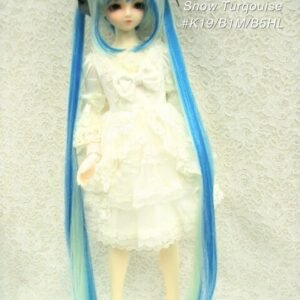 Wig / 8-9 inch / Ribbon Long Twin-tails (Snow turquoise #K19/B1M/B5HL)