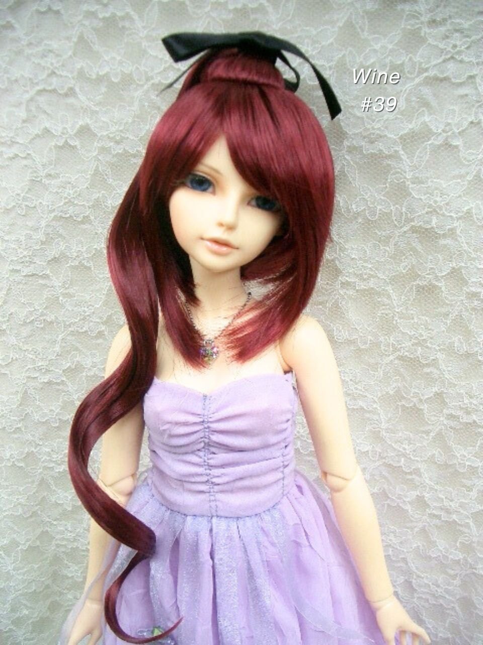 38245-8-9 wine_39 Wig / 8-9 inch / Ribbon Top Knot (Wine #39)