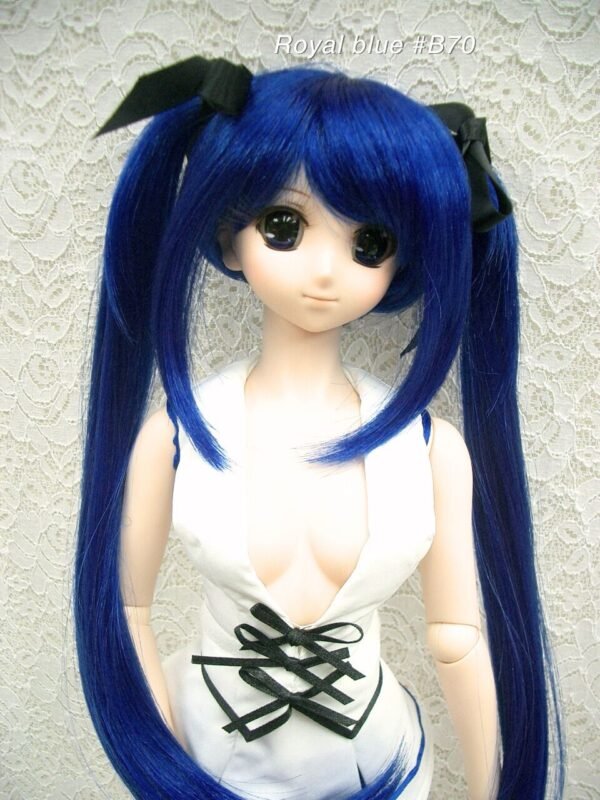 Wig / 8-9 inch / Ribbon Twin-tails (Royal blue #B70)