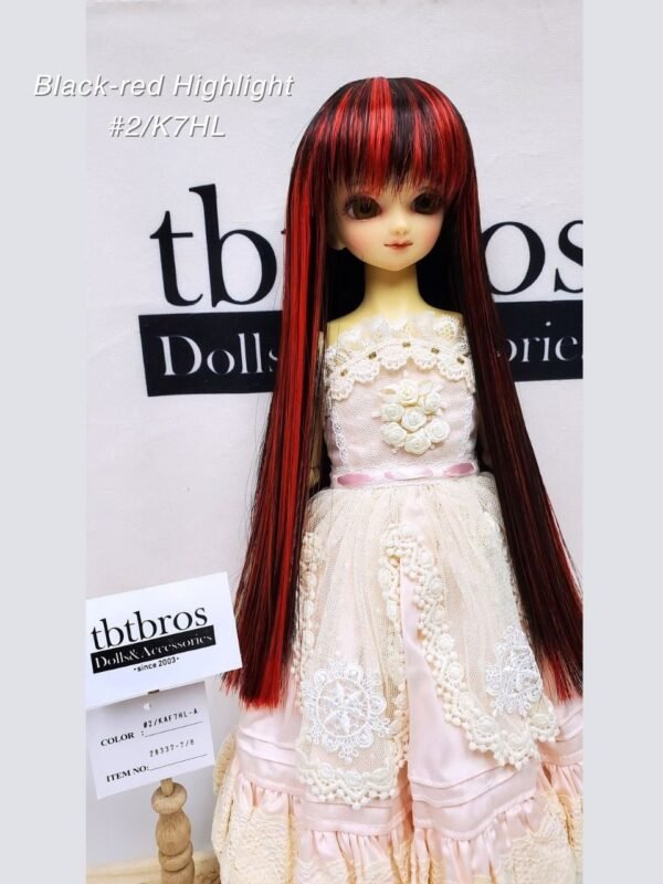 Wig / 7-8 inch / Long Straight *28cm (Black-red Highlight #2/K7HL)