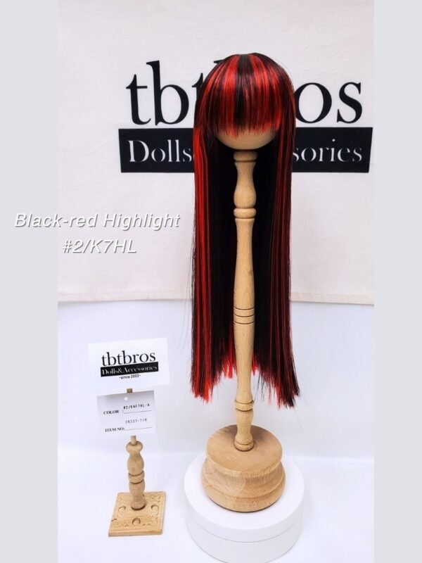 Wig / 7-8 inch / Long Straight *28cm (Black-red Highlight #2/K7HL)